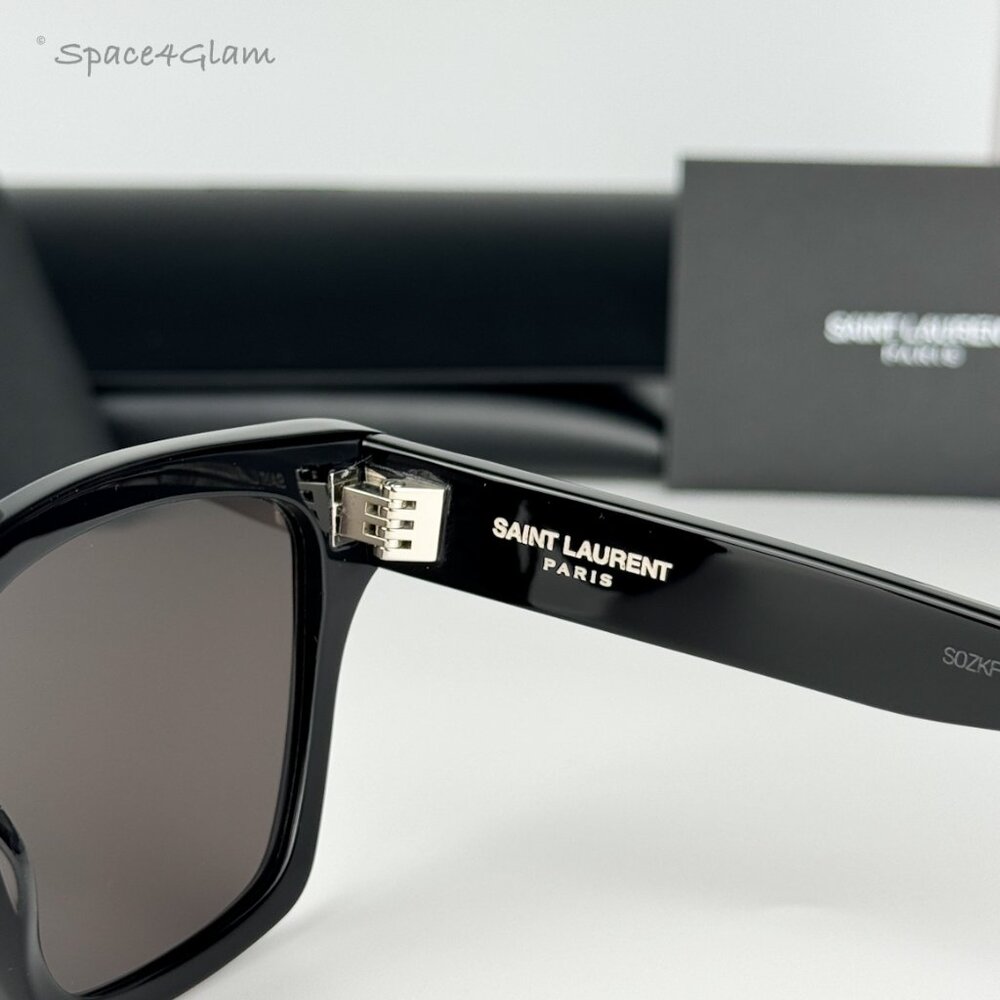 NEW Saint Laurent New Wave SL507 001 Black Grey Square Unisex Sunglasses SL 507 - Picture 6 of 11